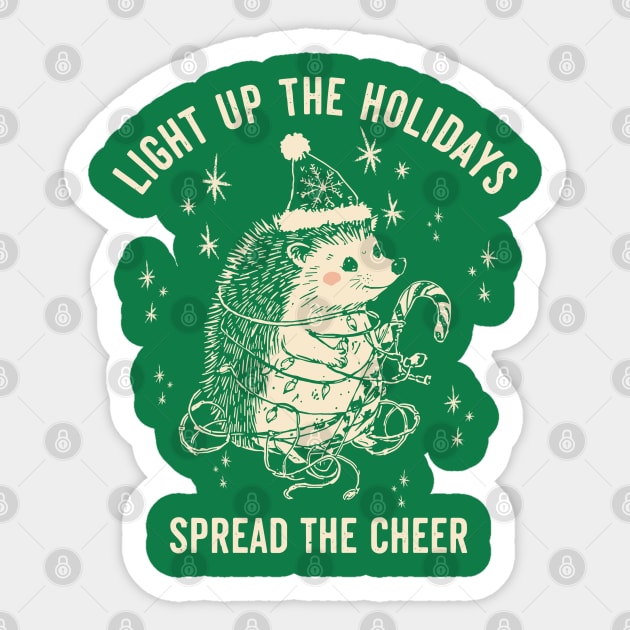 Retro Hedgehog Christmas Lights Sticker by JessArty
